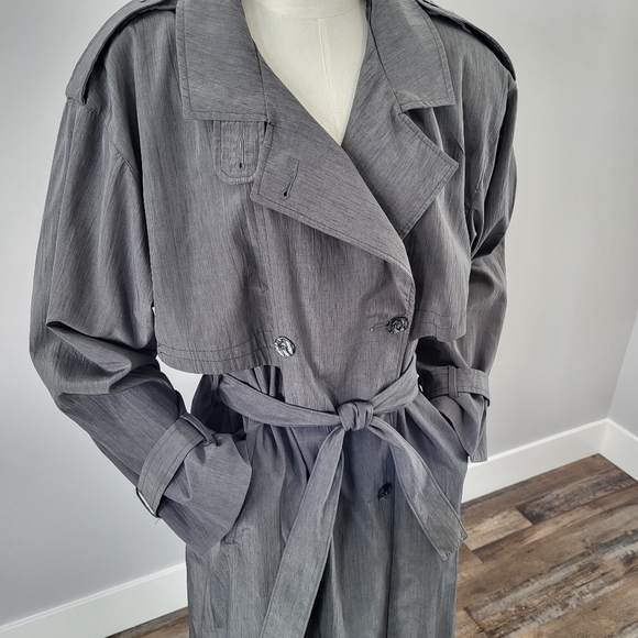 Vintage 80s Designer Irving Posluns Trench Coat - Picture 2 of 15
